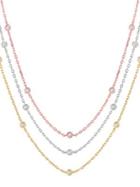 Morris & David Layered 14k Tricolor Gold & Diamond Station Necklace - 1.55 Tcw