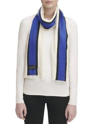 Calvin Klein Varsity Striped Fringe Scarf