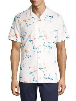 Surfsidesupply Flamingo-print Short-sleeve Camp Shirt