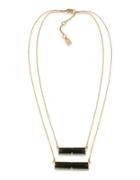 Lauren Ralph Lauren Match Point 12k Gold-plated Black Two Row Rectangle Pendant Necklace