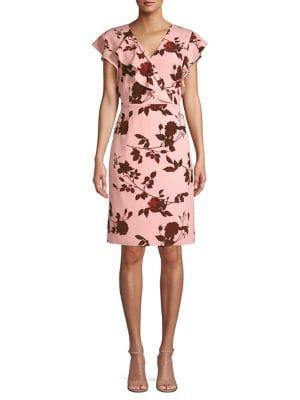 Halston Heritage Floral-print Knee-length Dress