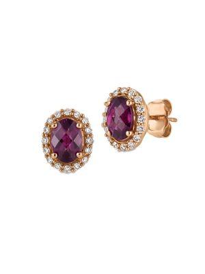 Le Vian Diamond, Rhodolite & 14k Rose Gold Stud Earrings