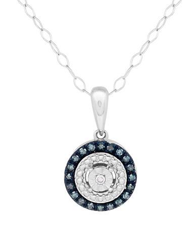 Lord & Taylor Diamond And Sterling Silver Round Pendant Necklace