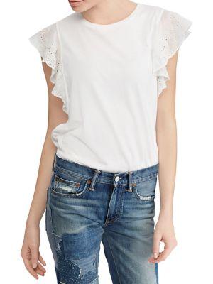 Polo Ralph Lauren Eyelet-sleeve Jersey Top