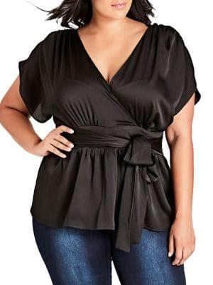 City Chic Plus Tied-waist Tangled Top