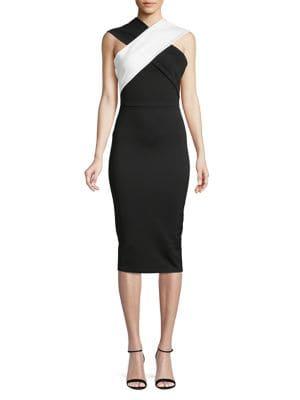 Quiz Two-tone Cross Strap Sheath Dress