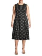 Calvin Klein Plus Dotted Pleated Dress