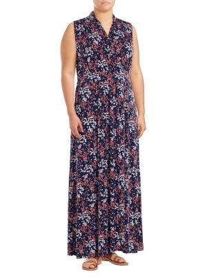 Michael Michael Kors Plus Floral Faux-wrap Maxi Dress