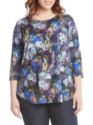 Karen Kane Plus Plus Plus Printed Shirttail Tee