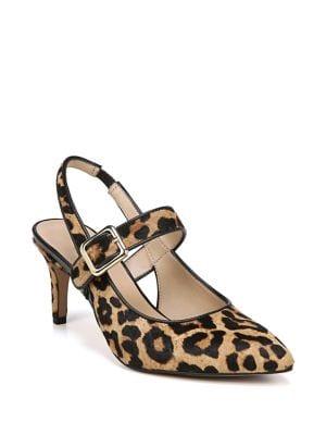 Franco Sarto Martina Leopard Print Calf Hair Slingback Pumps
