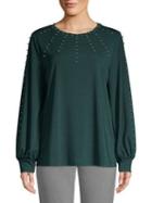 Karl Lagerfeld Paris Embellished Balloon Sleeve Top