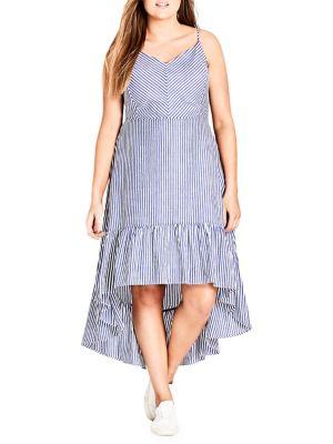 City Chic Plus Mallorca Striped Maxi Dress