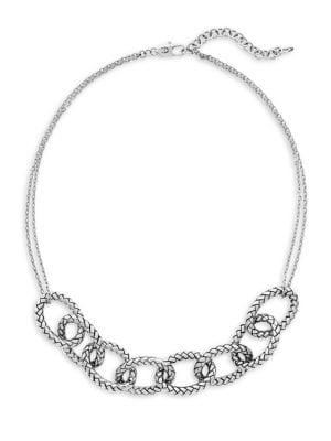 Etienne Aigner Rhodium-plated Textured Link Collar Necklace