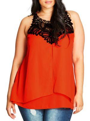 City Chic Lace Trimmed Top