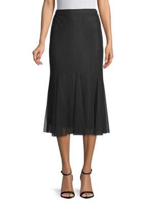 Alex Evenings Mesh Panel Midi Skirt