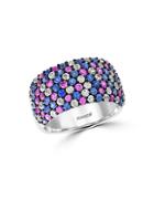 Effy 925 Sterling Silver And Tricolor Sapphire Ring