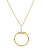 Roberto Coin Classic Parisienne Small Circle 0.1 Tcw Diamond, 18k White Gold And 18k Yellow Gold Pendant Necklace