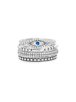 Lord & Taylor Sterling Silver And Cubic Zirconia Multi-pack Stackable Eternity Ring Set
