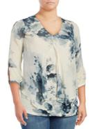 Lucky Brand Plus Watercolor Floral Top