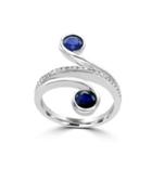 Effy Royale Bleu Diamonds, Sapphire And 14k White Gold Bezel Ring