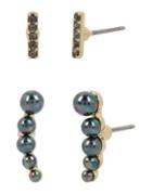 Kenneth Cole New York Two-piece Gold Diamond, Black Diamond And Peacock Pearl Earrings Set