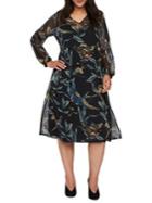 Junarose Plus Revea Long Bishop-sleeve Midi A-line Dress
