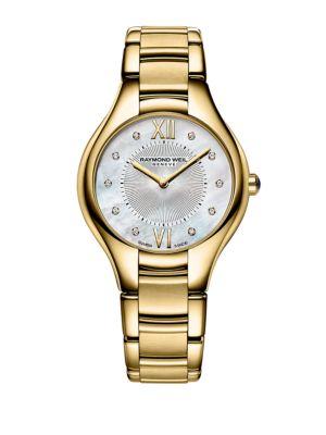 Raymond Weil Ladies Noemia Yellow Goldtone Watch With Diamonds