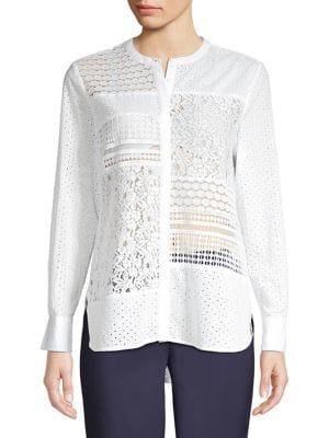 French Connection Celeste Button Front Lace Shirt