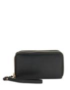 Lord & Taylor Double-zip Leather Continental Wristlet