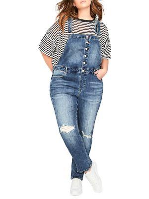 Addition Elle Love And Legend Plus Denim Slim Leg Overalls