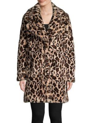 Laundry By Shelli Segal Faux-fur Leopard-print Coat