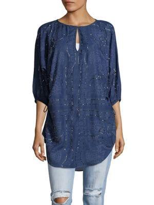 T Tahari Mosey Beaded Tunic
