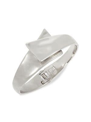Robert Lee Morris Silvertone Sculptural Bypass Hinged Bangle Bracelet