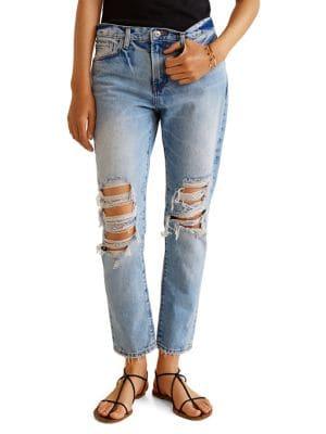 Mango Distressed Relaxed-fit Cropped Jeans
