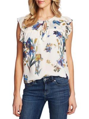 Cece Havana Fiesta Floral Flutter Sleeve Blouse