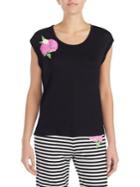 Betsey Johnson Floral Hi-lo Cap-sleeve Tee