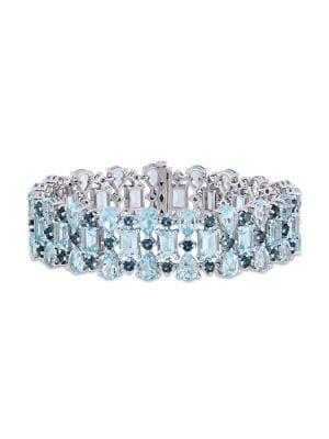 Sonatina Sterling Silver, Sky Blue Topaz & London Blue Topaz Cuff Bracelet