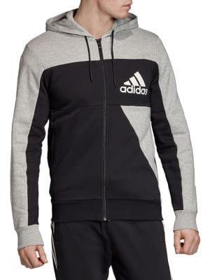 Adidas Colorblock Cotton-blend Fleece Hoodie