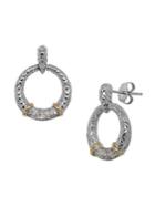 Lord & Taylor 14k Yellow Gold, Sterling Silver And Diamond Hoop Earrings