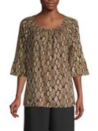 Michael Michael Kors Snakeskin-print Cotton-blend Top