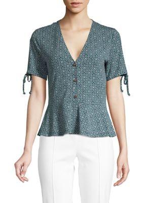 Michael Michael Kors Petite Geometric-print Peplum Top