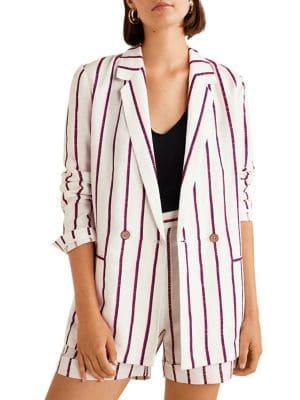 Mango Americana Braid Stripe Unstructured Blazer