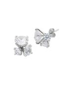 Lord & Taylor Sterling Silver And Cubic Zirconia Trio Cluster Earrings