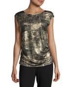 Michael Michael Kors Metallic-accented Ruched Top