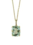 Effy 14k Yellow Gold, Diamond And Green Amethyst Pendant Necklace