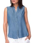 B Collection By Bobeau Button-front Chambray Top