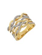 Lord & Taylor Diamond And 14k Yellow Gold Wave Ring
