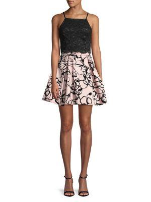 Jump Two-piece Classic Top And Printed Skirt Set