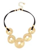 Robert Lee Morris Collection Golden Target Leather Disc Frontal Necklace
