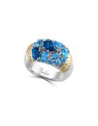 Effy Blue Topaz, Sterling Silver And 18k Yellow Gold Ring